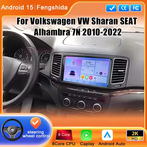 Android 16 For Volkswagen VW Sharan SEAT Alhambra 7N 2010-2022 Car Radio Multimedia Video Player GPS