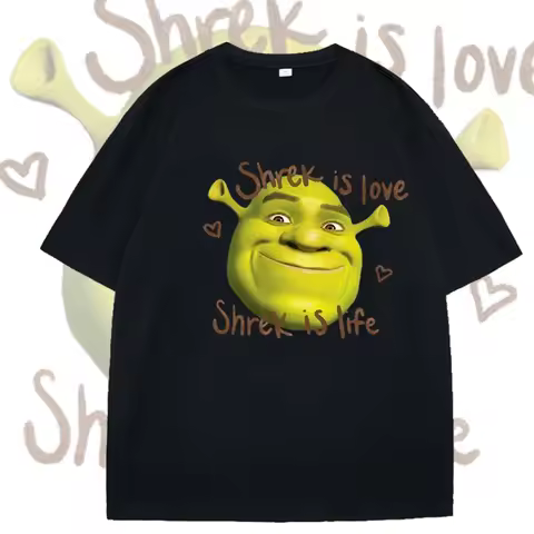 Summer T Shirt Shrek Is Love Print Tshirt Women Casual Sport Loose Cute Funny Round Neck Top Short S