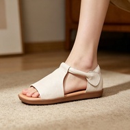 Women's square-toed sandals with a single strap and Velcro closure35-43