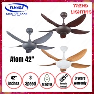 Elmark Atom 42" ABS 5 Blades AC Motor 42 inches Ceiling Fan with Remote Control 42 inch Baby Fan (Kipas Siling,风扇)