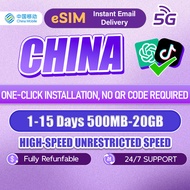 CSL China eSIM | 5G | 1-30Days | High-Speed 500MB-20GB | esim card with VPN | esim china