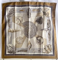Hermes Silk Scarf 1980年貝殼啡色絲巾圍巾 日本中古二手vintage