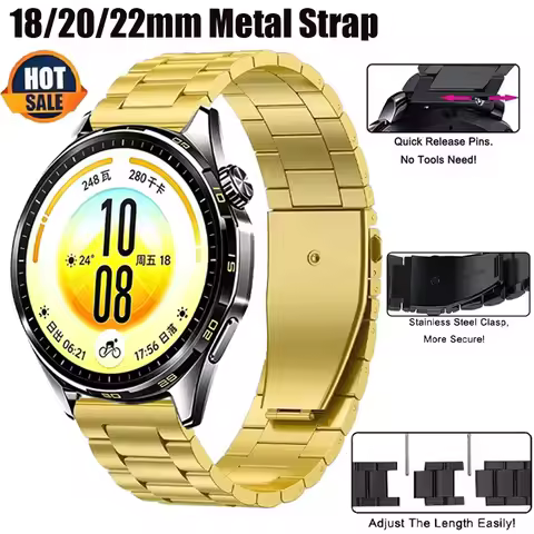 18/20/22mm Metal Strap for Huawei Watch GT7/GT7 Pro/GT6/5/4/3 Pro Stainless Steel Wristband for Huaw