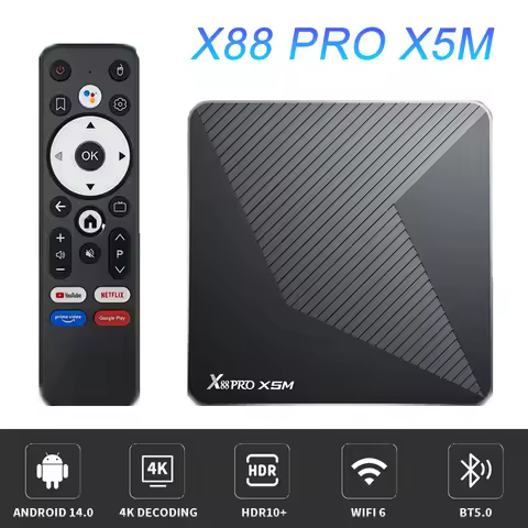 X88 PRO X5M Smart TV Box Android 14 Wifi6 Amlogic S905X5M Remote Control 4K Quad Core Voice Assistan