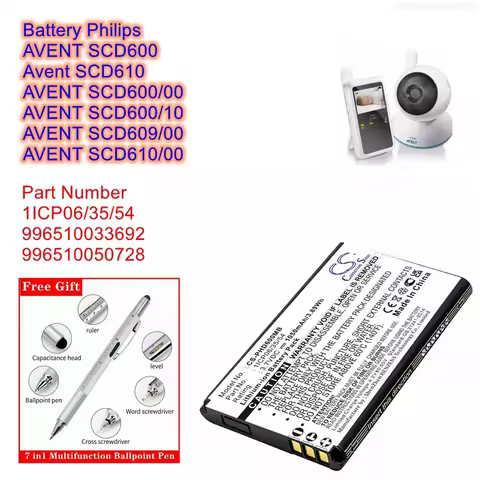 Baby Monitor 3.7V/1050mAh Battery 1ICP06/35/54 for Philips AVENT SCD600,AVENT SCD600/00,AVENT SCD600