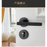 Indoor Universal Black Split Lock Bedroom Magnetic Silent Door Lock Solid Wood Door Lock Household Room Door Handle Lock