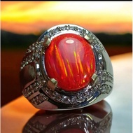 Super Jarong Orange Opal Kalimaya Stone Men's Ring - 5
