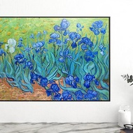 鳶尾花繪畫梵高 藍色花朵藝術 原創繪畫 鳶尾花油畫