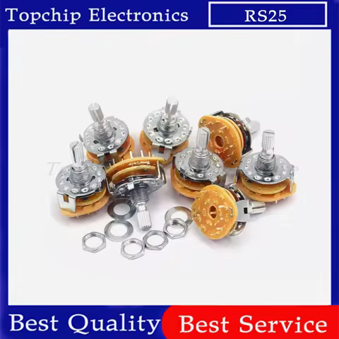 1pcs RS25 Band switch 1P11T 2P4T 2P5T 2P6T 3P3T 3P4T 4P3T Mount Rotary Switch Selector Band Knob Swi