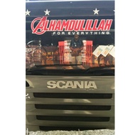 sticker tulisan ALHAMDULILLAH cermin depan lori Scania Volvo actross dll