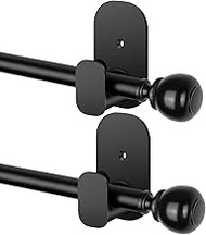 2 Pack Black Curtain Rod 32 to 58 Inches (2.6 to 4.8 ft), USFOOK 5/8 Curtain Rod No Drilling for Win