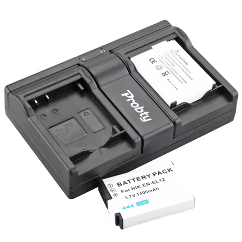 Probty 2Pcs EN-EL12 EN EL12 Camera battery + USB LCD Charger for NIKON Coolpix AW100 AW120 S9900 S95