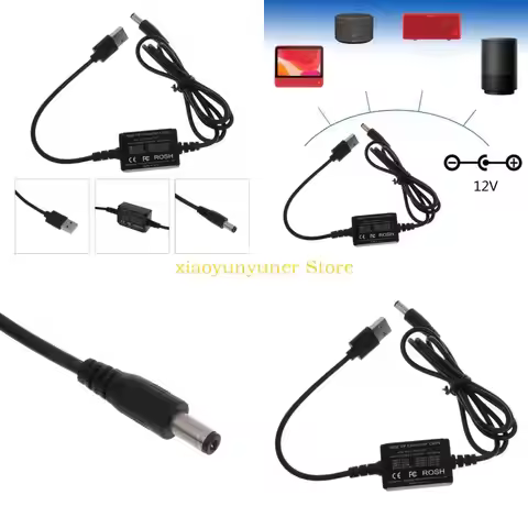 P9JB USB Step Up Converter Cable USB to DC5.5x2.1mm Power Regulator Charging Cable Cord 5V to 12V Ch