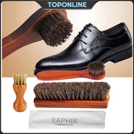 4Pcs Set Horse Hair Shoe Shine Brush Long Wood Handle Shoe Brush Shoe Cleaning Brush