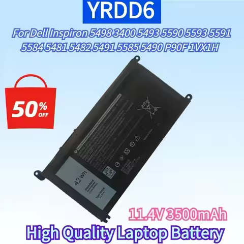 New YRDD6 11.4V 3500mAh Laptop Battery for Dell Inspiron 5498 3400 5493 5590 5593 5591 5584 5481 548