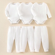 6pcs/Pack Baby Boy Baby Girl Unisex Infant Toddler Newborn Outfit Set, Including 3 White Knitted Lon