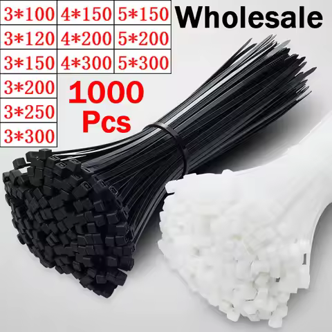 1000Pcs Self-locking Plastic Nylon Cable Tie White/Black 3*100mm Cable Tie Fastening Ring 4*200mm Ca