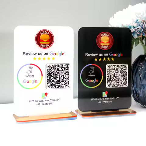 Personalized Google Review Sign NFC Scan code Acrylic Social Media Signs Google Review Plates with S