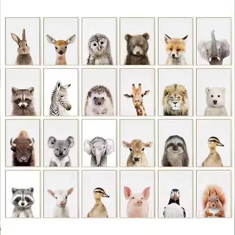 Koala Rabbit Squirrel Elephant Canvas Poster for Child Nursery Wall Picture Print Animal Canvas Pain