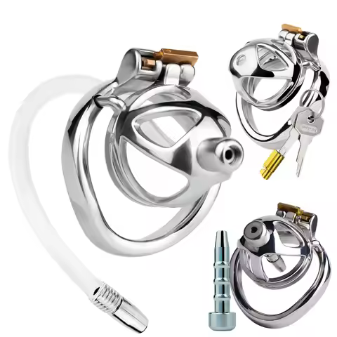 FRRK Short Small Male Adult Toys Bird Male Chastity Cage Device with Cathter Sounding Sexys Towys fo
