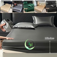 3IN1 SILK Bedsheet Fully Garterized Satin Bedsheet with silk pillowcase smooth silky Fitted sheet