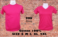 เสื้อยืด คอกลม คอวี เสื้อสีพื้น สีชมพูบานเย็น ผ้า Cotton100% สต๊อกพร้อมส่ง สินค้ามีตำหนิ ส่งให้ใหม่ท