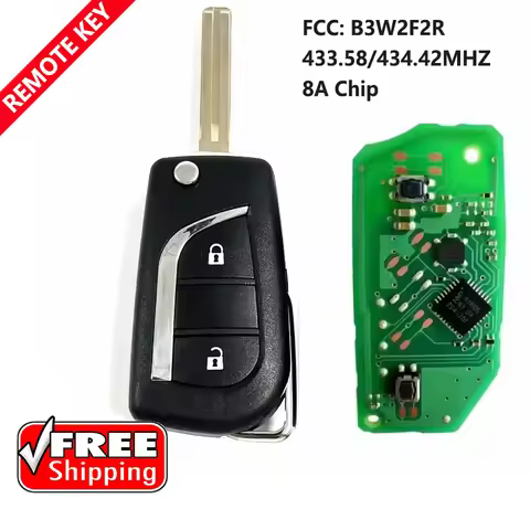 KEYDIY OEM PCB FCC B3W2F2R 2 Button Flip Remote Key Fob for Toyota Aygo, Avensis, Yaris (2019+) 433.