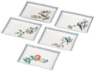 Kutani Yakiwataya No. 5.8 Rectangular Plate Set, Flower and Birds Change K9-113