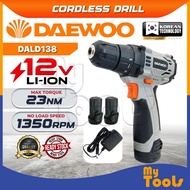 Mytools DAEWOO DALD138 Cordless Drill 2-Speed 12V c/w 2 Battery Li-Ion 1.5Ah 1 Charger 23 N.m