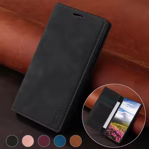 Wallet Card Slot Magnetic Flip Leather Case For Samsung Galaxy S26 Ultra S25 Plus S24 FE A08 A16 A17