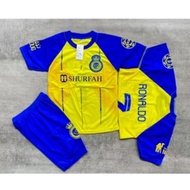 NEWEST ALNASSR RONALDO KIDS' FOOTBALL JERSEY SET PREMIUM QUALITY KIDS' FOOTBALL SOFT AND COOL MATERI