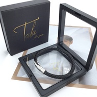 Tala for you Mens Bracelet Leather Rope Bracelet 18K Gold Fashion Accessories High Quality Manual Po