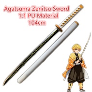 Zenitsu 104cm Demon Slayer Sword Weapon Thunder Sowrd Cosplay 1:1 Ninja Knife PU Prop Kimetsu no Yai