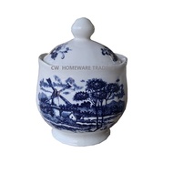 Claytan Windmill Blue Bekas Gula dengan Penutup | Sugar Bowl /Lid 280ml