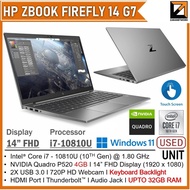HP Zbook Firefly 14 G7 Gaming (1 YEAR WARRANTY T&C)Core i7-10th GEN TOUCH NVIDIA Quadra P520 4GB GPU