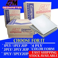 GEOMASTER Computer Form 1Ply , 2Ply , 3ply Computer Paper  9.5"X 11" -1ply2up , 2ply2up , 3ply2up , 