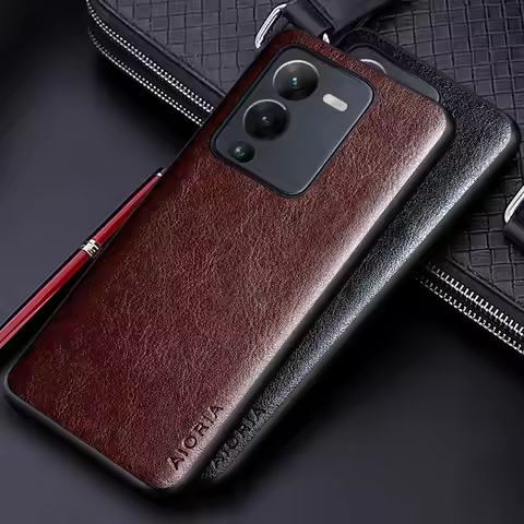 Luxury leather Case for Vivo S15 Pro V25 Pro 5G funda Business solid color Soft TUP&Hard PC phone co