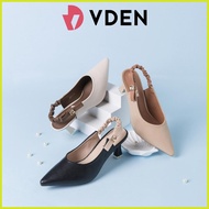 ➴ ∢ ❈ VDEN Pointed Stilleto Mid Heel 003-3 Simple Solid Color Pointed Toe Low Heel Slingback Shoes