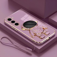 HP Soft Case Samsung A16 A05s A05 A06 4G 5G Astronaut Plating Folding Stand Casing Free Mobile Phone