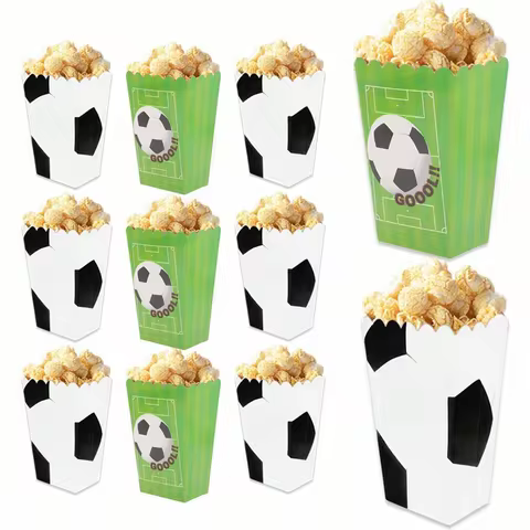 6pcs/12Pcs Cartoon soccer Boxes soccer Pop Corn football Theme Happy Birthday Party Decor Kids Boy G