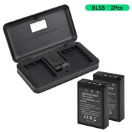 PALO PS-BLS5 BL-S5 BLS5 BLS-50 BLS50 เครื่องชาร์จแบบ Dual Slot LCD + การจับคู่แบตเตอรี่ for Olympus 