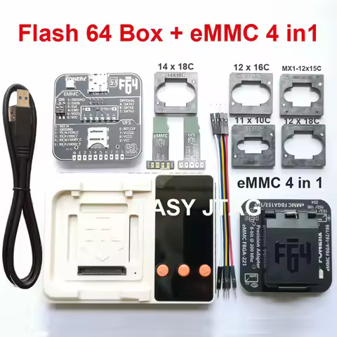 100% original F64 Flash 64 Lite Box + eMMC 4 in 1 BGA Socket Adapter