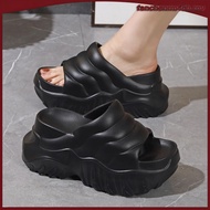 MIAshoes Thick Sole 9cm Korean Beach Wedges Shoes Women With high heels Women Sandal perempuan 拖鞋女 厚
