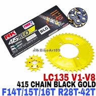 JRP 415 Sprocket Set 132L Yamaha LC135 V1-V8 RK BLG Black Gold Oring Chain Steel F14T-16T R28T-42T H