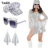 [dksqer] Sequin Hat 70s Sequin Hat for Women Adults Girls Ladies 70s Disco Hat Set