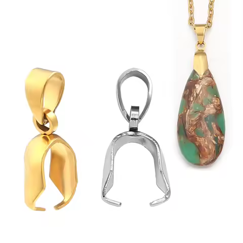 10-20pcs Stainless Steel Pendant Buckle Claps Charms Clip Pinch Bail Clasp Connectors For Jewelry Ma