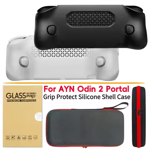 For AYN Odin 2 Portal Protective Case with Storage Bag Silicone Ergonomic Grip Cover Case Waterproof
