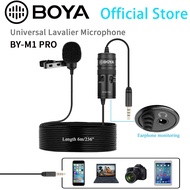 BOYA BY-M1 PRO 6m Professional Lavalier Condenser Microphone for PC Mobile Phone Android Streaming Blogger Vlog Lapel Microphone