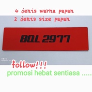 3D Acrylic Nombor Plat/2 size papan/4 jenis warna papan