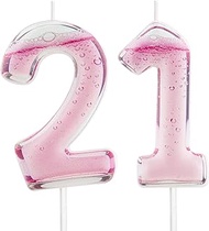 Champagne Themed 21th Birthday Candles for Cake, Sparkling Wine Number 21 Candle for Birthday Decora
